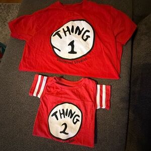 Universal Studios Red Thing 1 & Thing 2 Short Sleeve Tee Kids Small, onesie 6 M